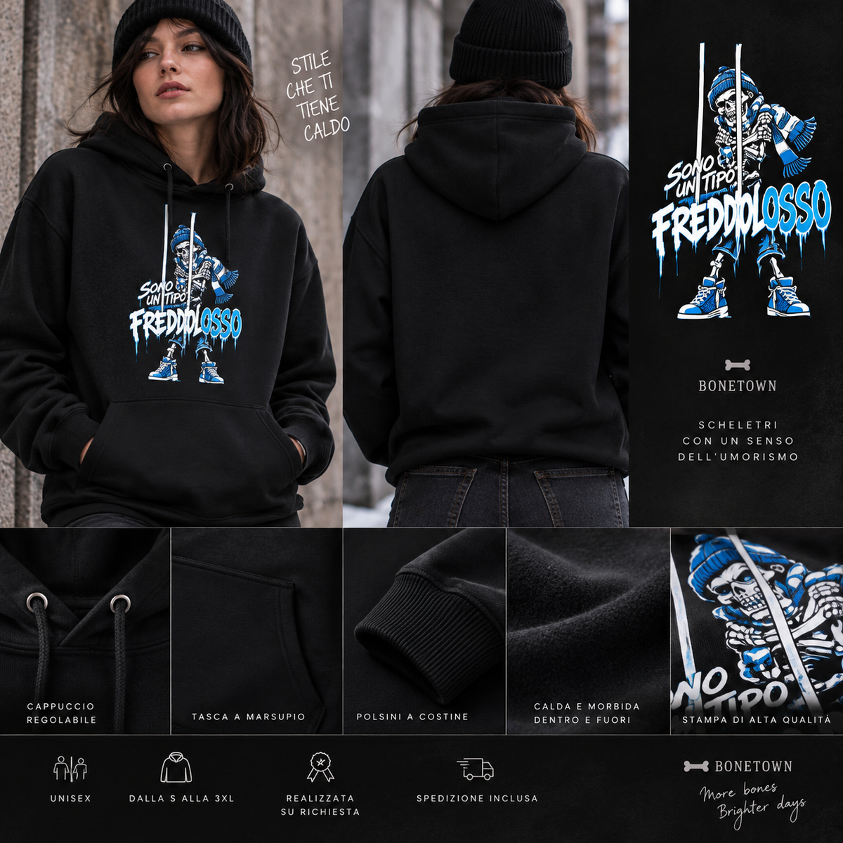 SONO UN TIPO FREDDOLOSSO- Felpa con cappuccio