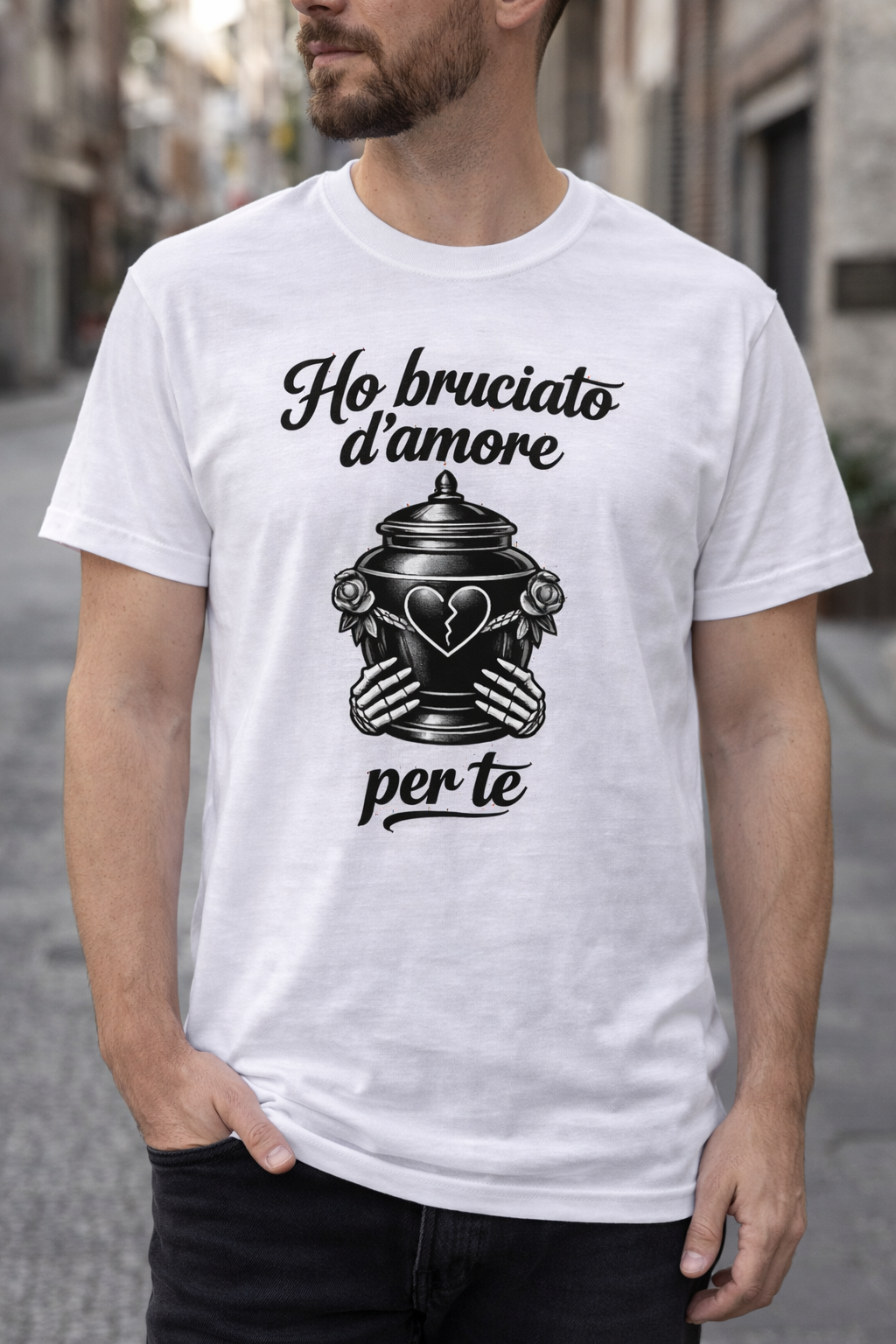 Ho bruciato d'amore per te – T-shirt divertente italiana | Bonetown