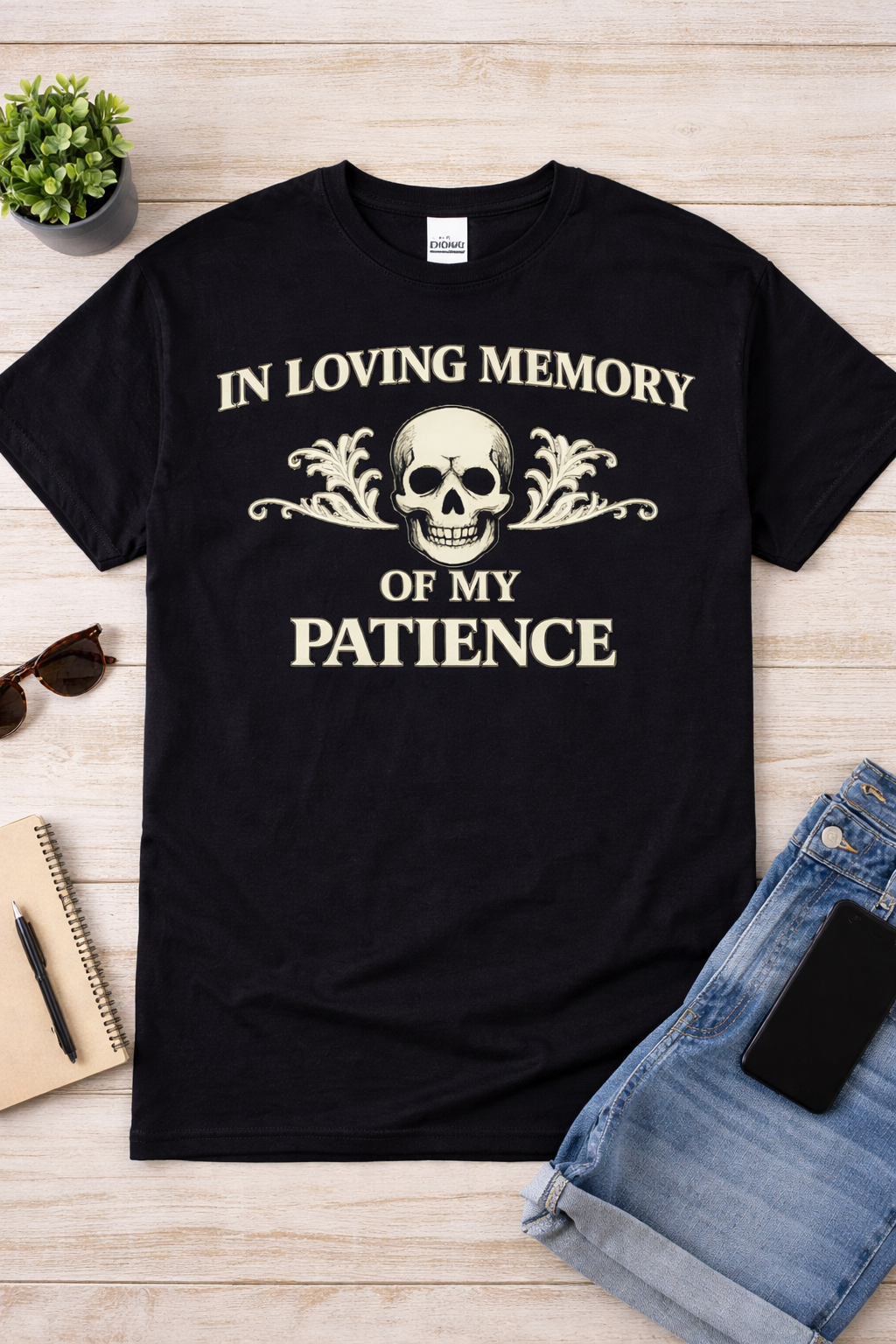 In Loving Memory of My Patience – T-shirt divertente italiana | Bonetown